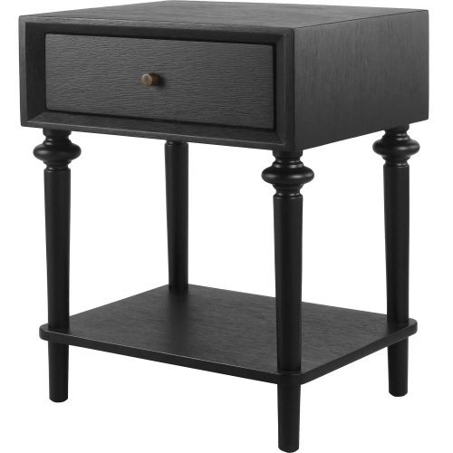 Romilda Nightstand Side Table in Black Finish Wood